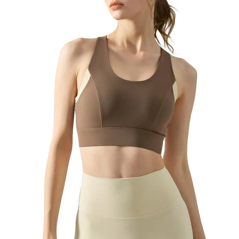 High-strength Sports Underwear One-piece Seamless Hook And Eye Closure Yoga Shockproof Push-up Back-beautifying Bra