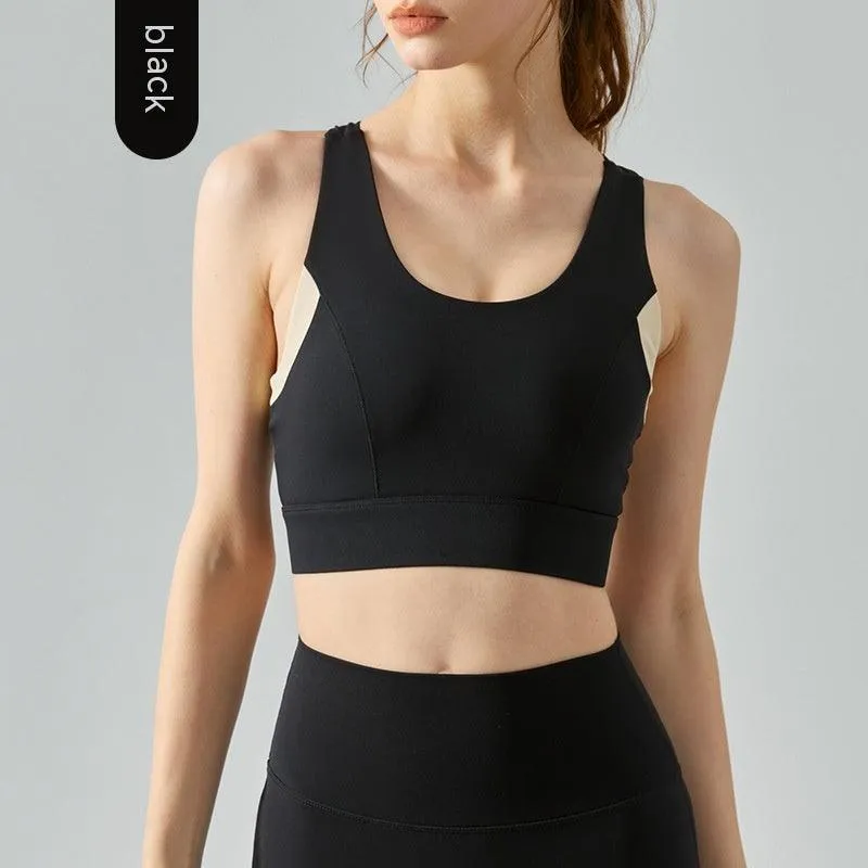 High-strength Sports Underwear One-piece Seamless Hook And Eye Closure Yoga Shockproof Push-up Back-beautifying Bra