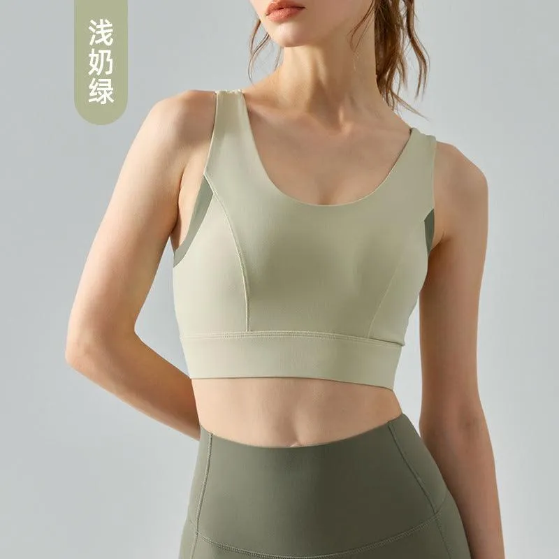 High-strength Sports Underwear One-piece Seamless Hook And Eye Closure Yoga Shockproof Push-up Back-beautifying Bra