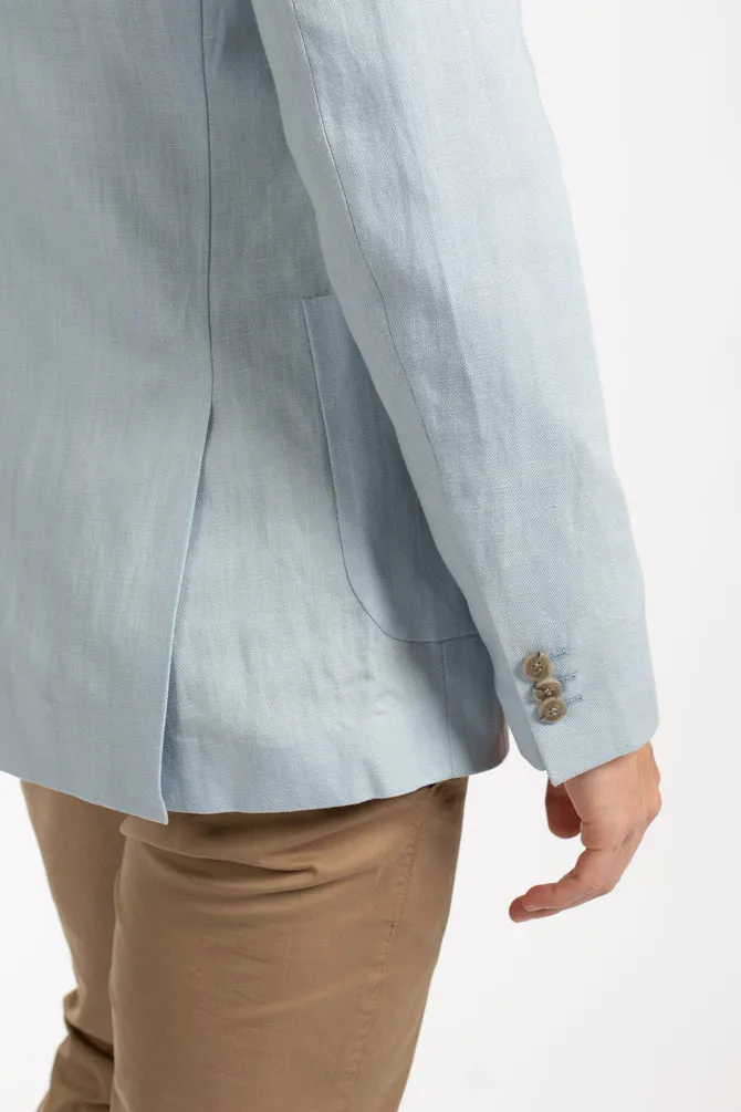 James Harper Patch Pocket Linen Blazer - Sky