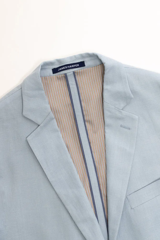 James Harper Patch Pocket Linen Blazer - Sky