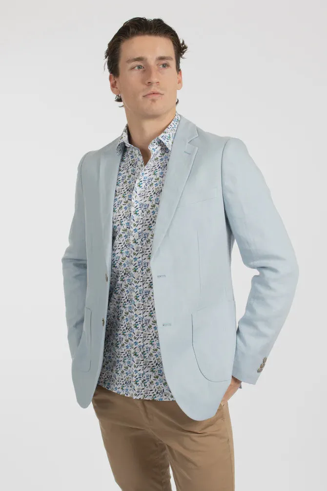 James Harper Patch Pocket Linen Blazer - Sky