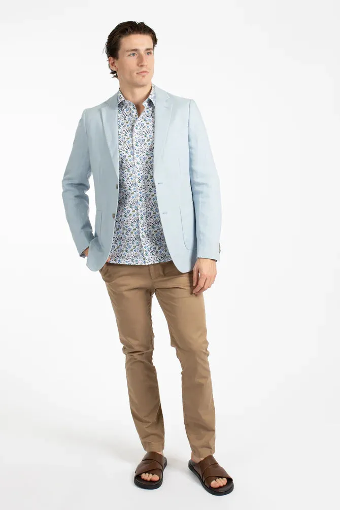 James Harper Patch Pocket Linen Blazer - Sky