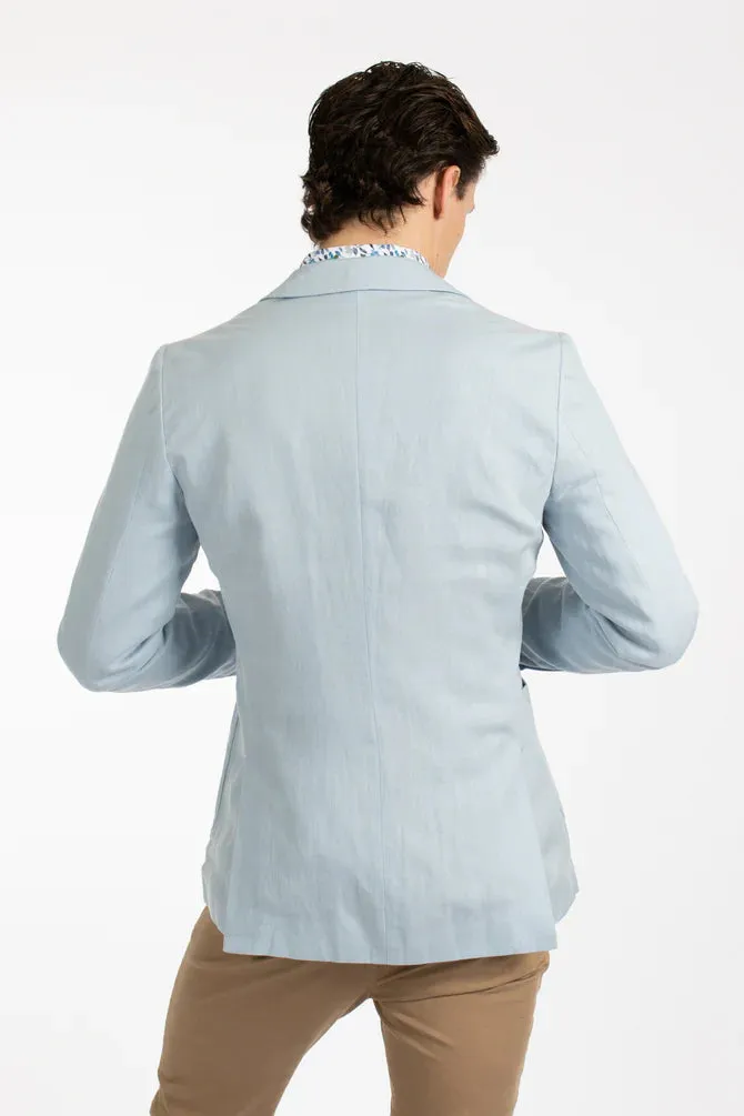 James Harper Patch Pocket Linen Blazer - Sky