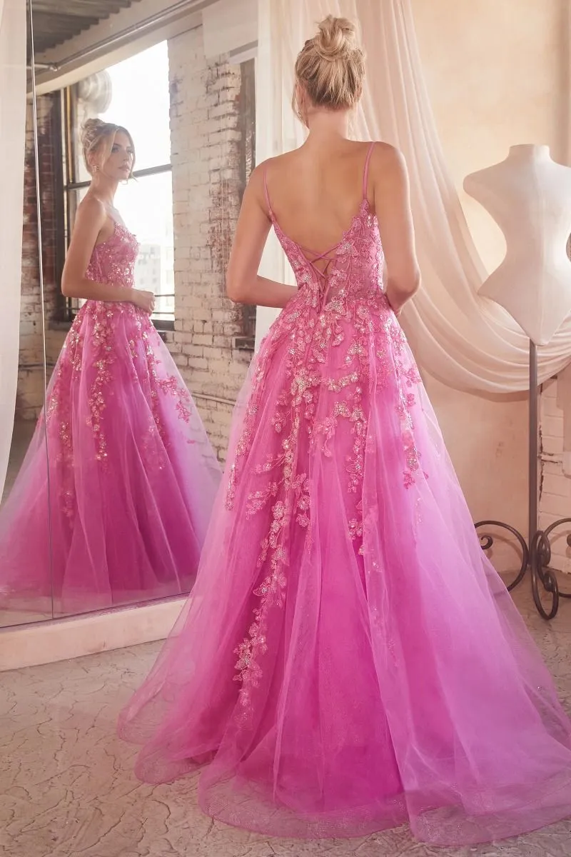 Ladivine CM347 Sheer Lace Sequin Ballgown Prom Dress Corset A Line Gown