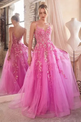 Ladivine CM347 Sheer Lace Sequin Ballgown Prom Dress Corset A Line Gown