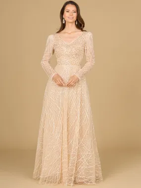 Lara 29149 - Long Sleeve V-Neck Ballgown