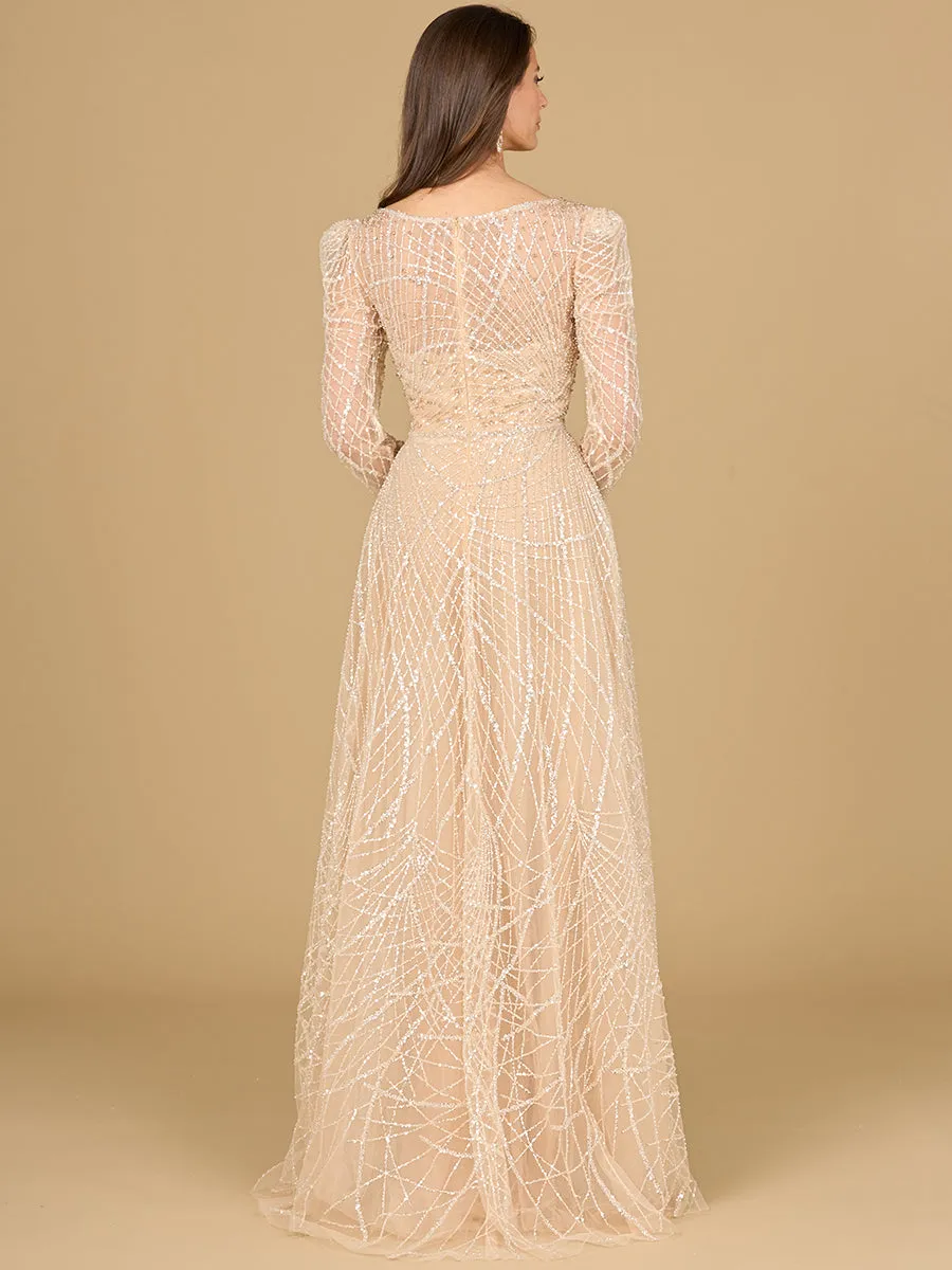 Lara 29149 - Long Sleeve V-Neck Ballgown