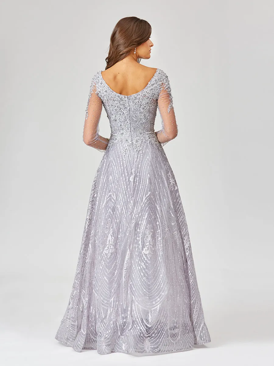 Lara 29479 - Long Sleeve Lace Ballgown