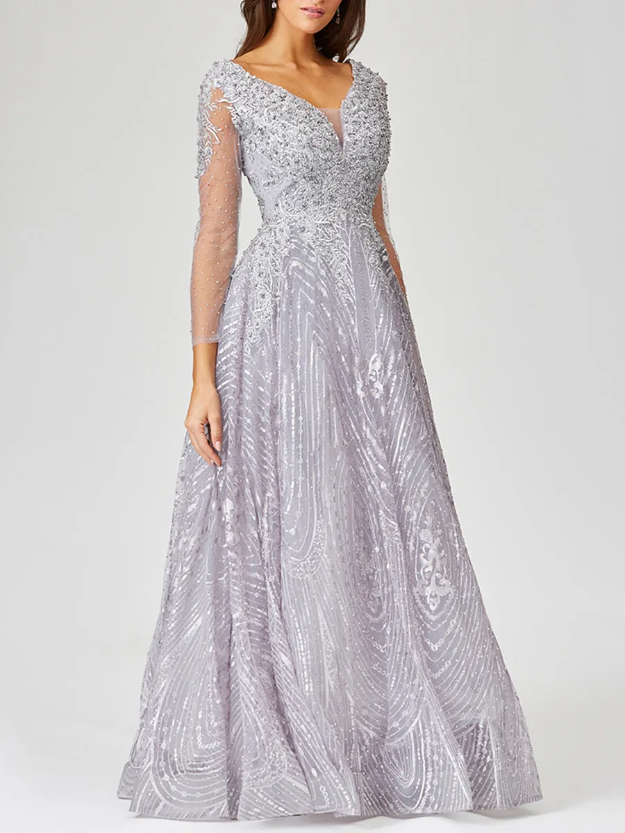 Lara 29479 - Long Sleeve Lace Ballgown