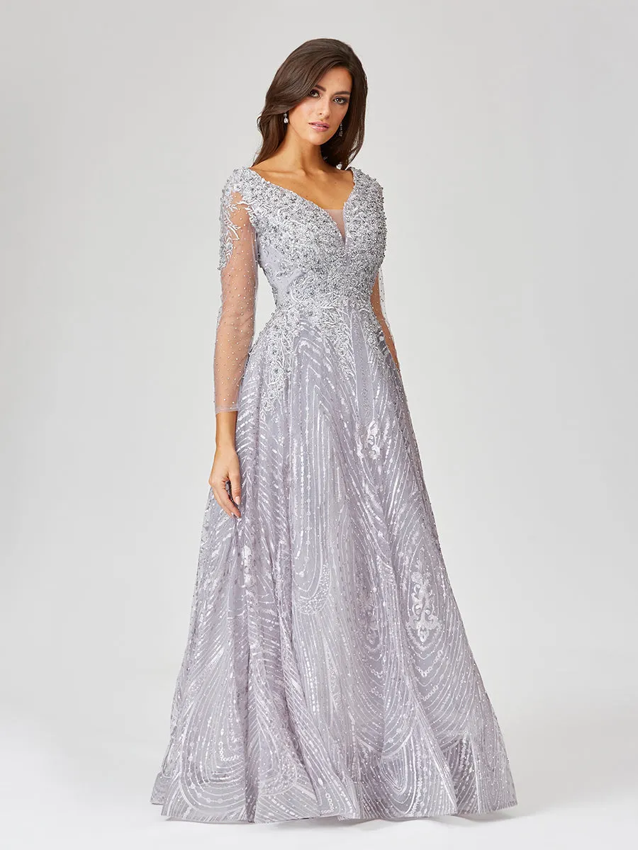Lara 29479 - Long Sleeve Lace Ballgown
