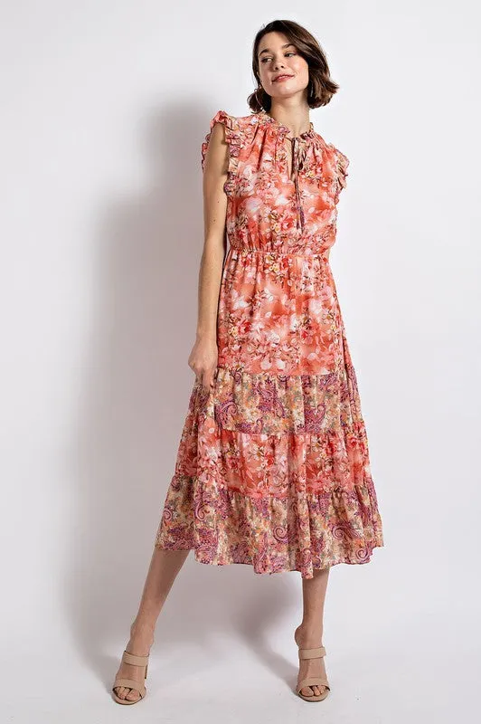 Lemon Beautiful Floral Tiered Sun Dress