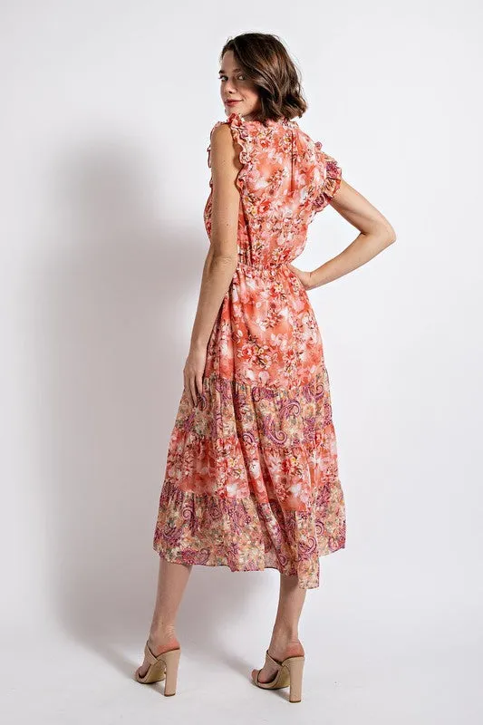 Lemon Beautiful Floral Tiered Sun Dress