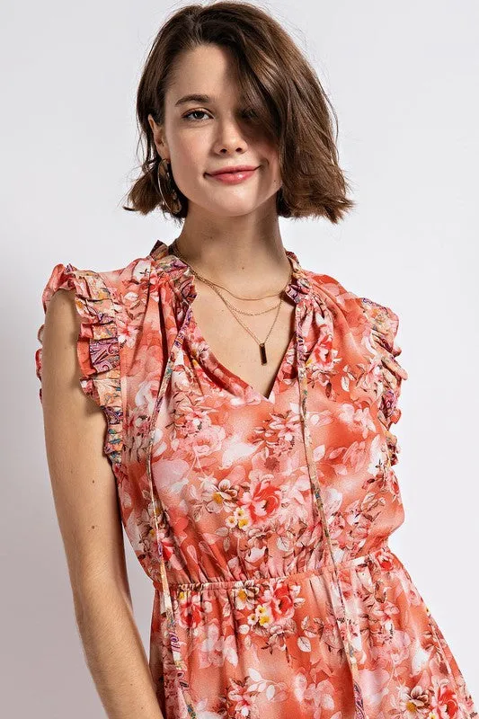 Lemon Beautiful Floral Tiered Sun Dress