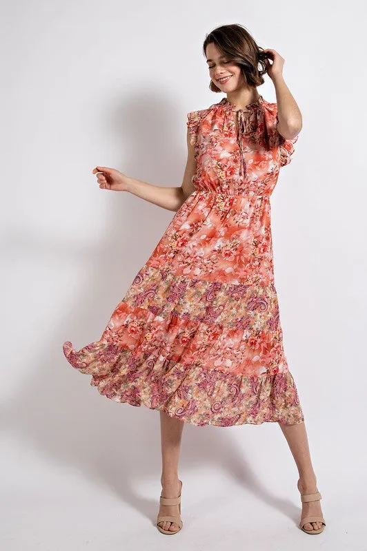 Lemon Beautiful Floral Tiered Sun Dress
