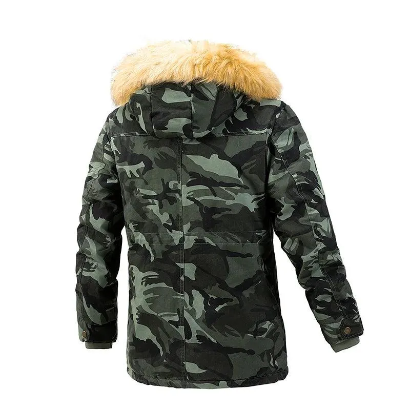 Men's Camouflage Winter Parka - Removable Hood Fleece Thickened Coat