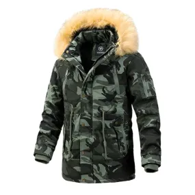 Men's Camouflage Winter Parka - Removable Hood Fleece Thickened Coat