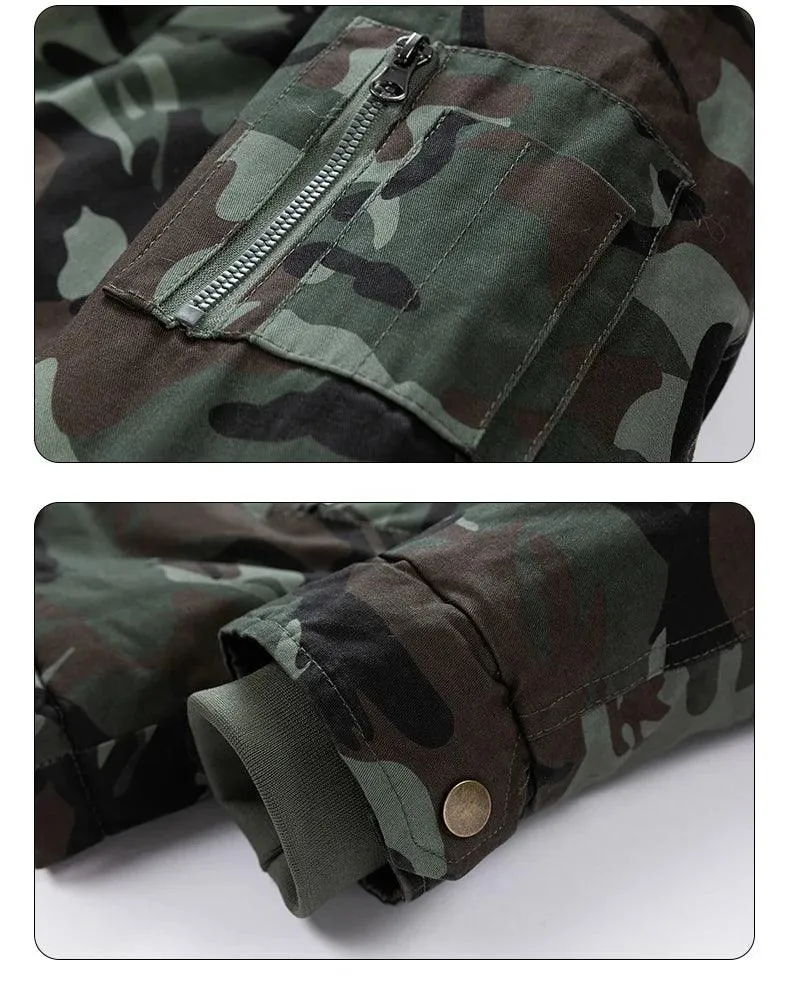 Men's Camouflage Winter Parka - Removable Hood Fleece Thickened Coat