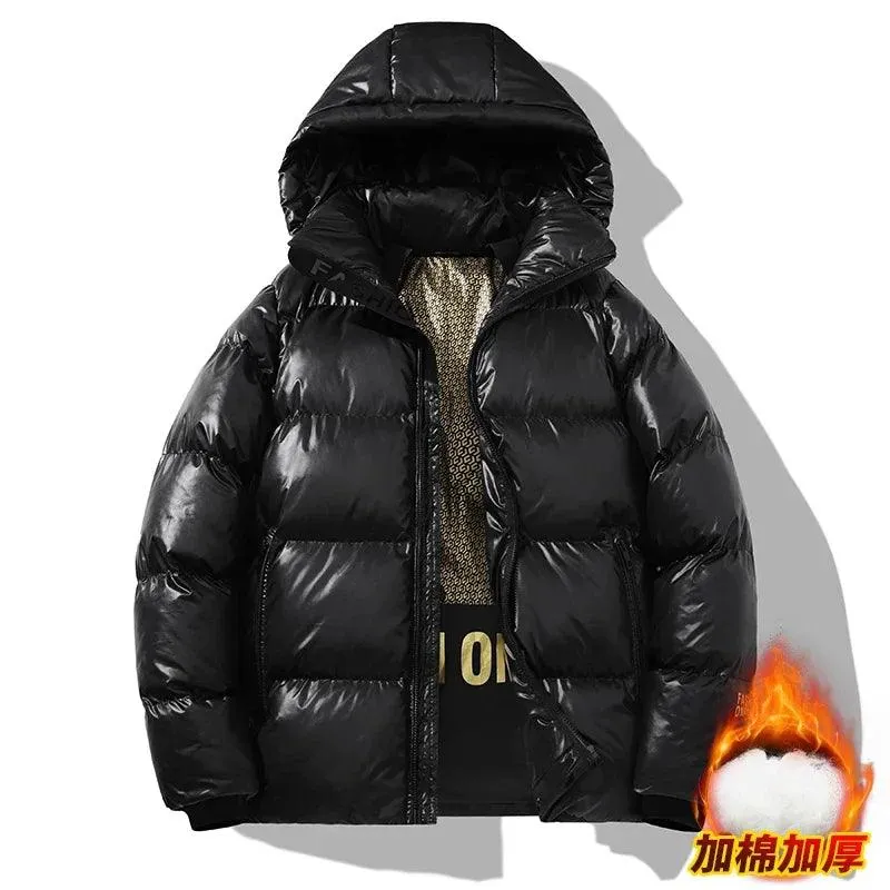 Men's Thick Winter Jacket - Warm Wool Liner Windproof Hooded Parka