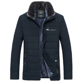 Men's Warm Jacket Winter Parka Fur Collar Windbreaker Cotton Padded