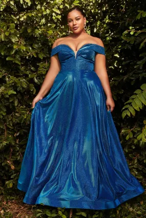 Metallic ball gown, off the shoulder