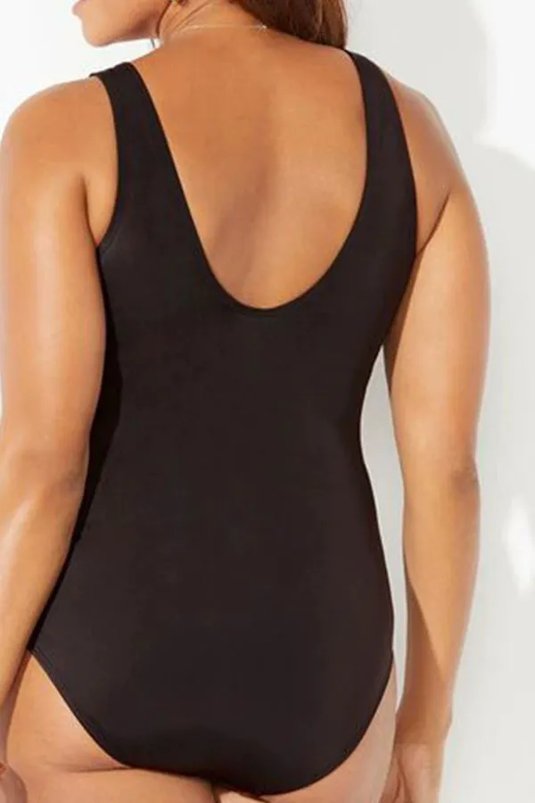 Natural Print Sporty Backless One Piece Swimwear