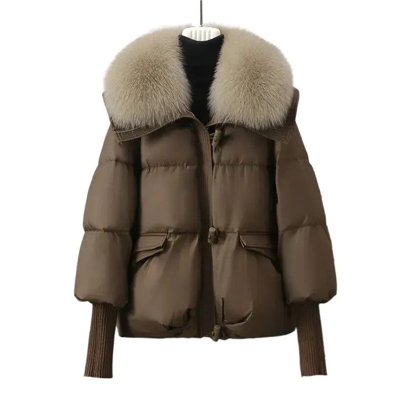 New Women's Winter Short Padded Jacket - Thick Cotton Parka with Fur Collar | Casual Black Outerwear