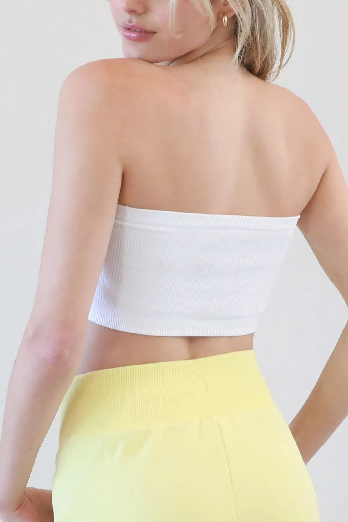 NIKIBIKI Ribbed Bandeau Top - White, Black or Stone