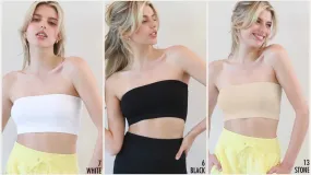 NIKIBIKI Ribbed Bandeau Top - White, Black or Stone