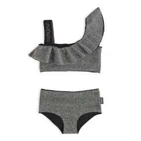 NUNUNU Ruffled Bikini Sprinkled Silver