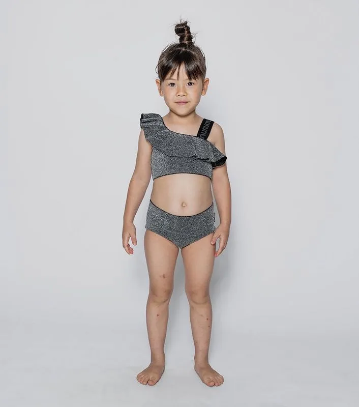 NUNUNU Ruffled Bikini Sprinkled Silver