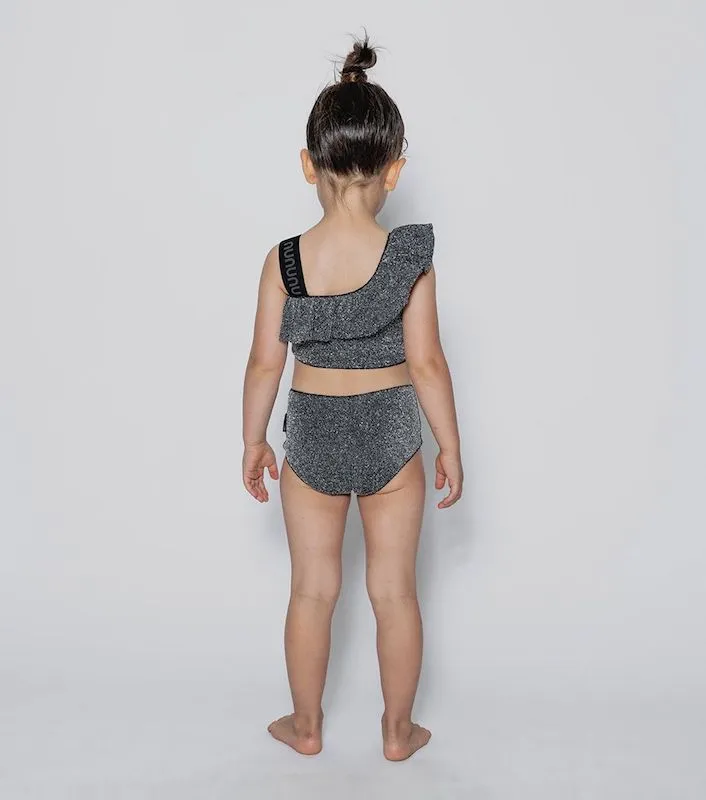 NUNUNU Ruffled Bikini Sprinkled Silver