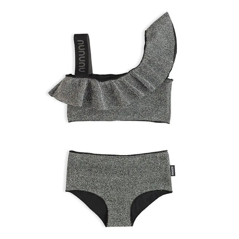 NUNUNU Ruffled Bikini Sprinkled Silver