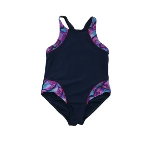 Nutmeg swimsuit 11-12 years navy blue purple graphic detailed one piece cossie
