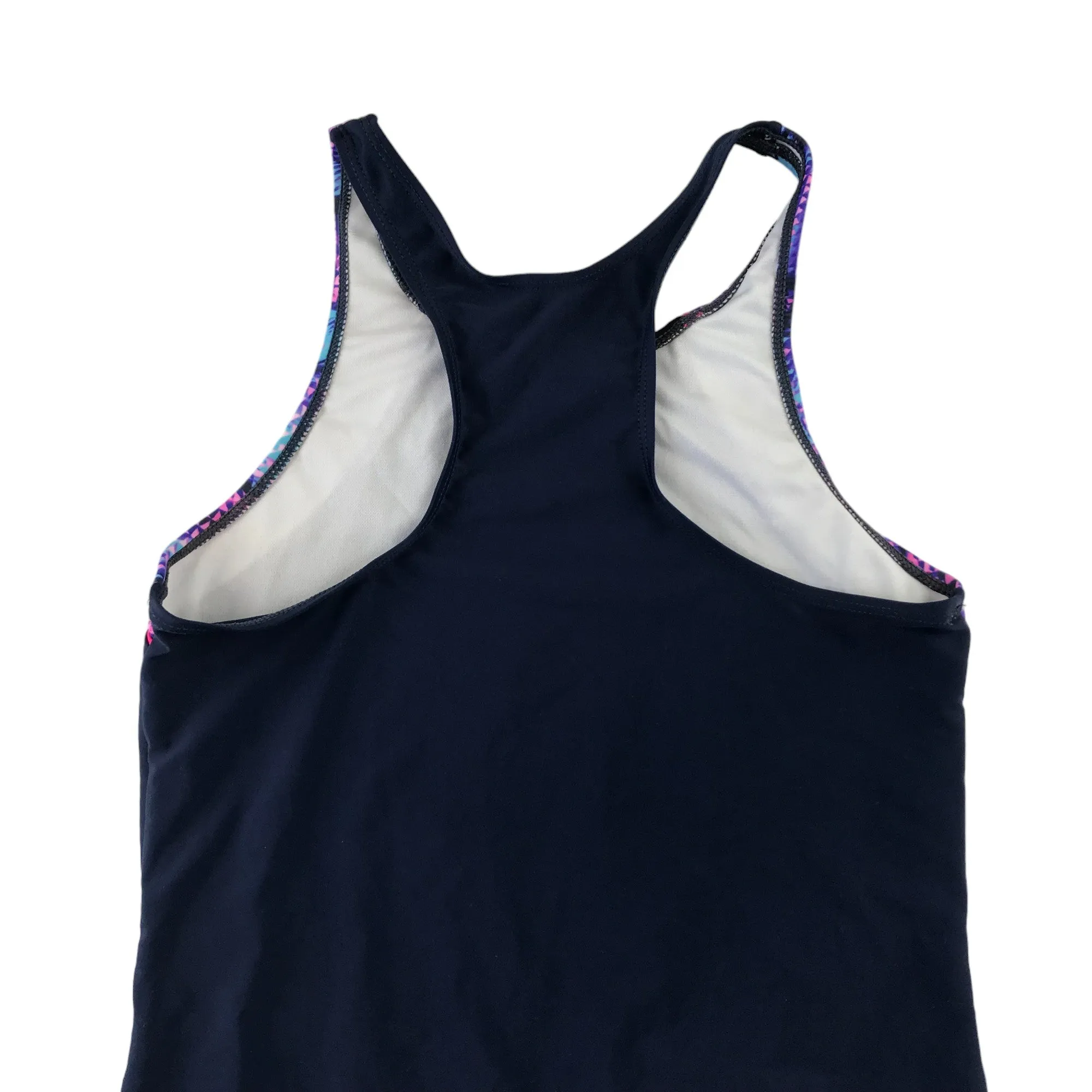 Nutmeg swimsuit 11-12 years navy blue purple graphic detailed one piece cossie