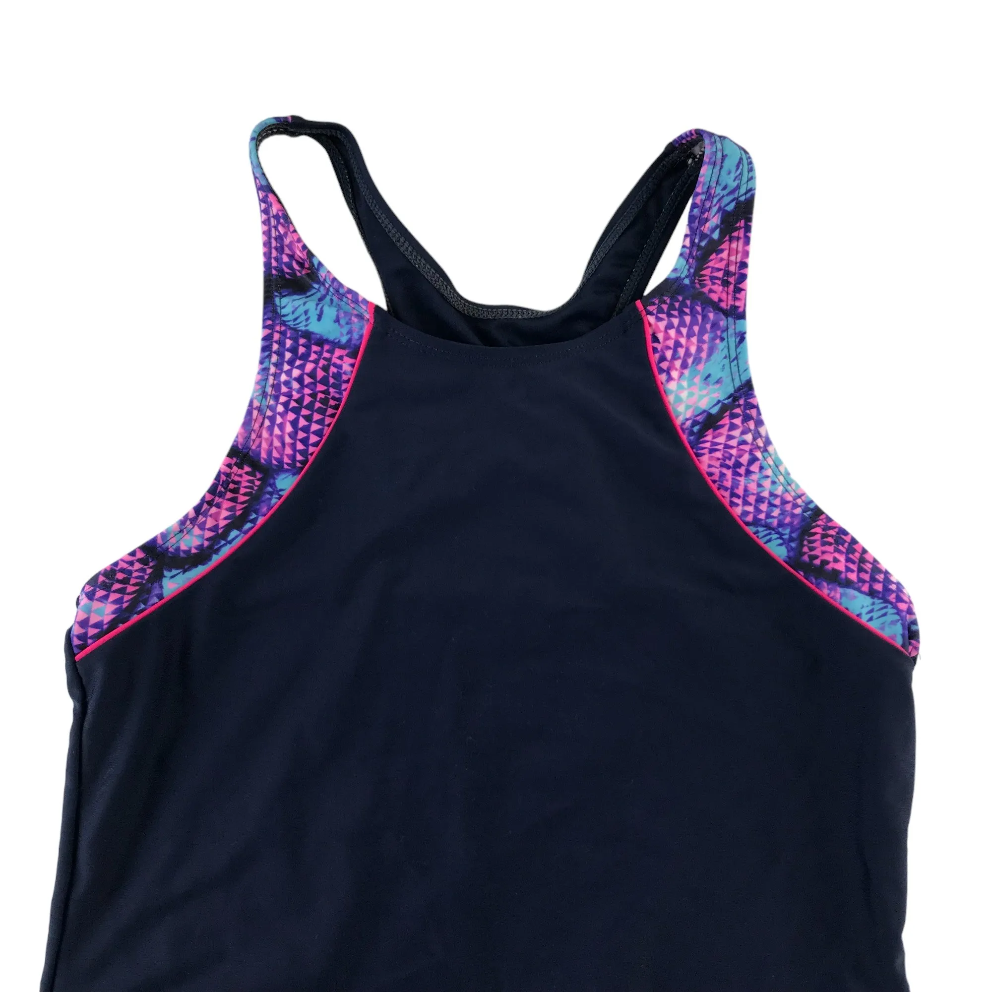 Nutmeg swimsuit 11-12 years navy blue purple graphic detailed one piece cossie