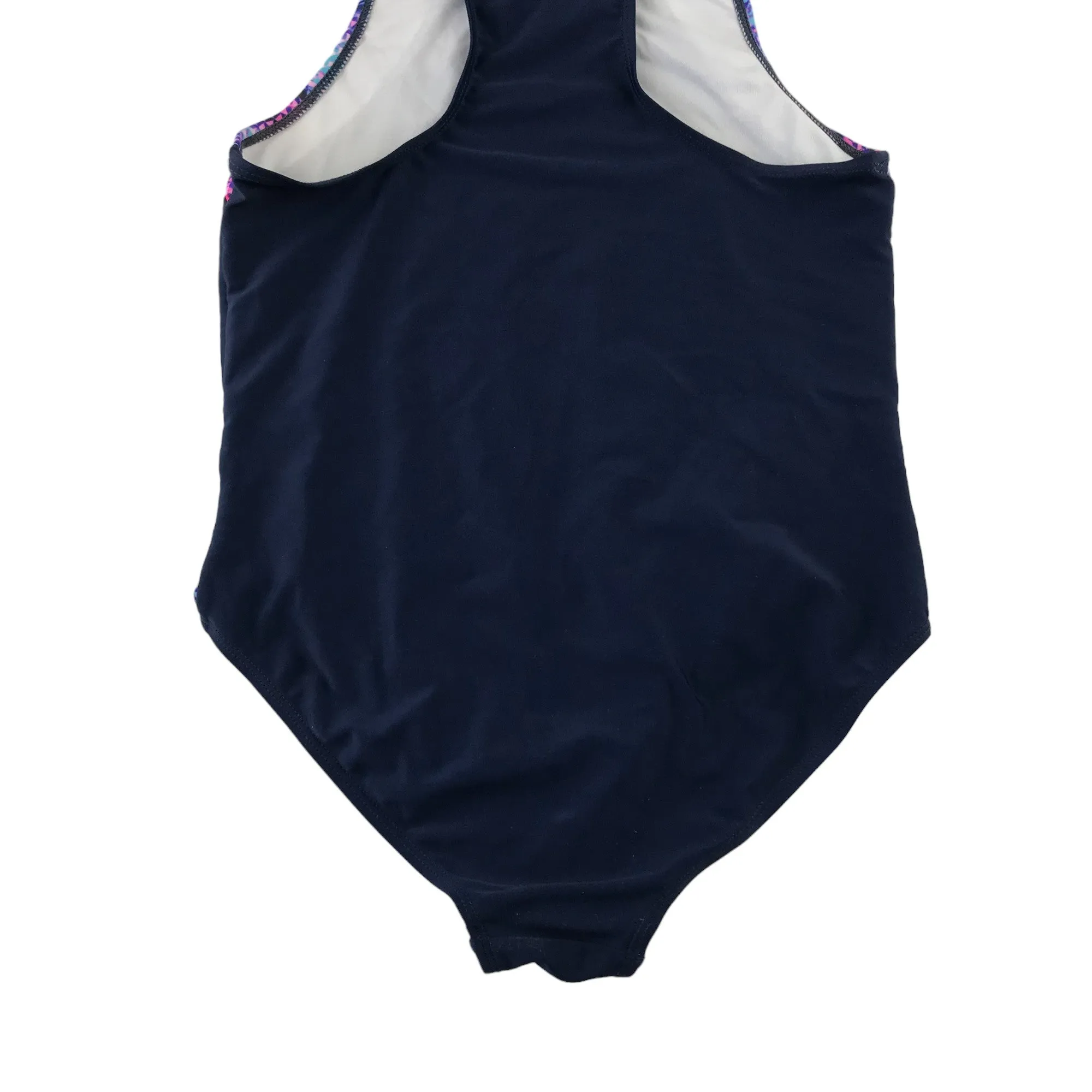 Nutmeg swimsuit 11-12 years navy blue purple graphic detailed one piece cossie