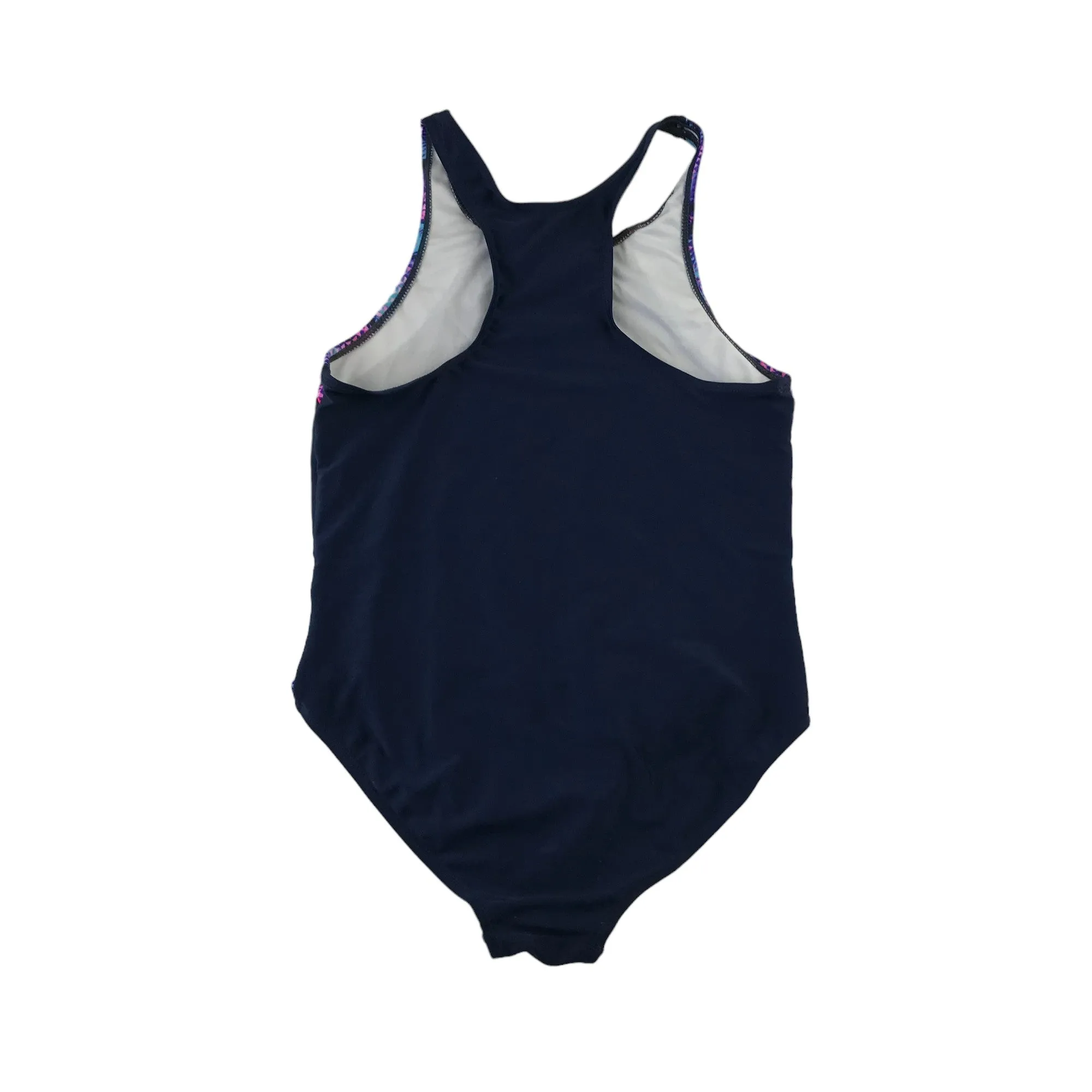 Nutmeg swimsuit 11-12 years navy blue purple graphic detailed one piece cossie