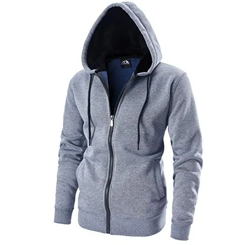 OHSNMAKSL Men's Full Zip Hoodie Fleece Jacket Sweatshirt Lined work coat 21-M-WY-02#Bluegray-L