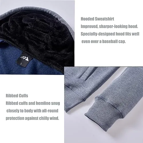 OHSNMAKSL Men's Full Zip Hoodie Fleece Jacket Sweatshirt Lined work coat 21-M-WY-02#Bluegray-L