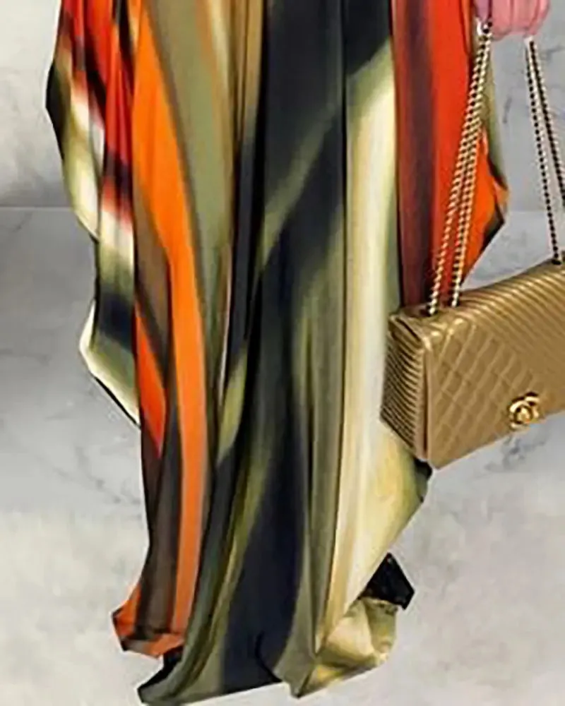 Orange Tie Dye Print Asymmetrical Cami Dress
