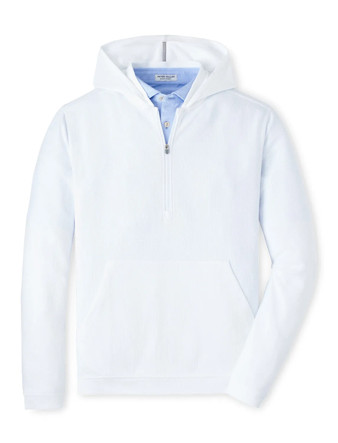 Peter Millar Men's Grid Performance Half-Zip Hoodie Sweatshirt - White