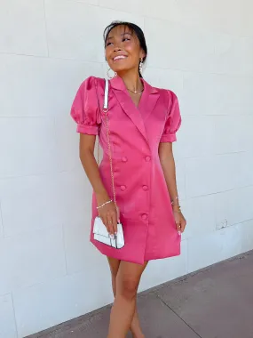 Pink Satin S/S Blazer Dress