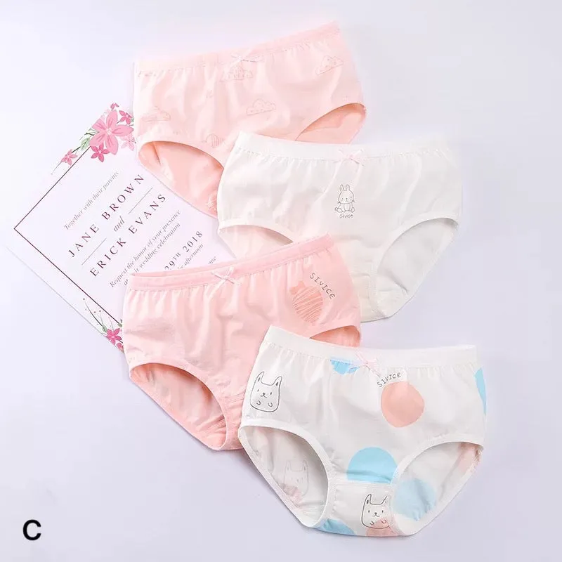 内裤不夹PP 棉质印花内裤 4-Piece Young Girls Cotton High Waist Underwear