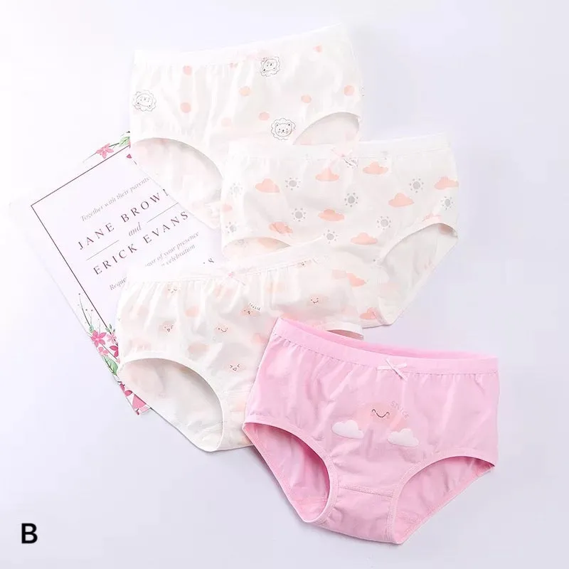 内裤不夹PP 棉质印花内裤 4-Piece Young Girls Cotton High Waist Underwear