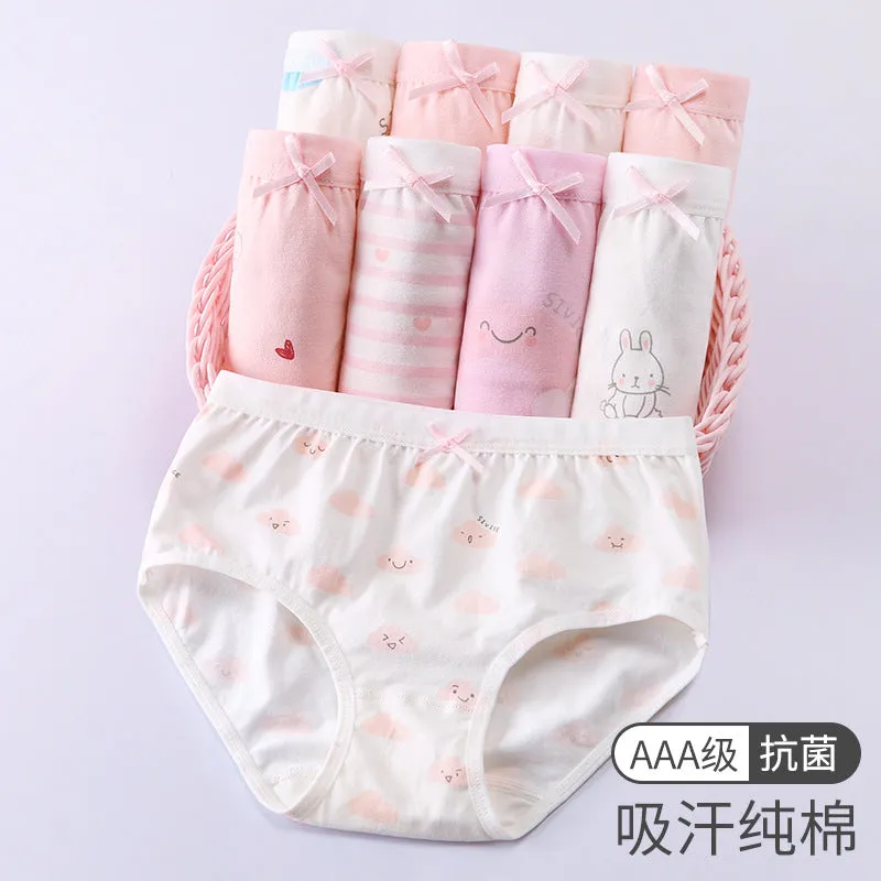 内裤不夹PP 棉质印花内裤 4-Piece Young Girls Cotton High Waist Underwear
