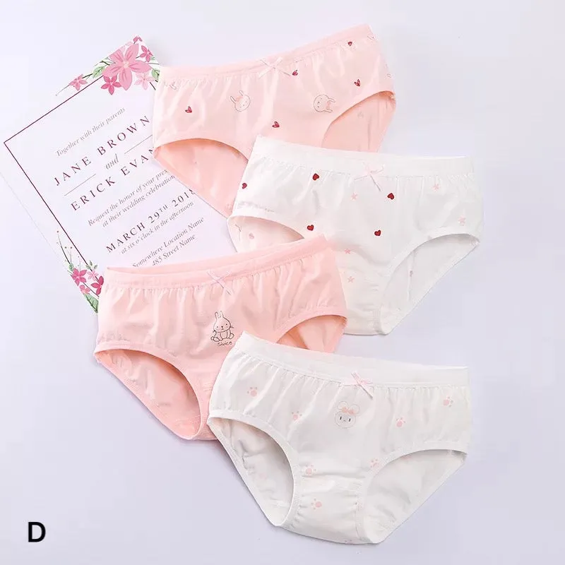 内裤不夹PP 棉质印花内裤 4-Piece Young Girls Cotton High Waist Underwear
