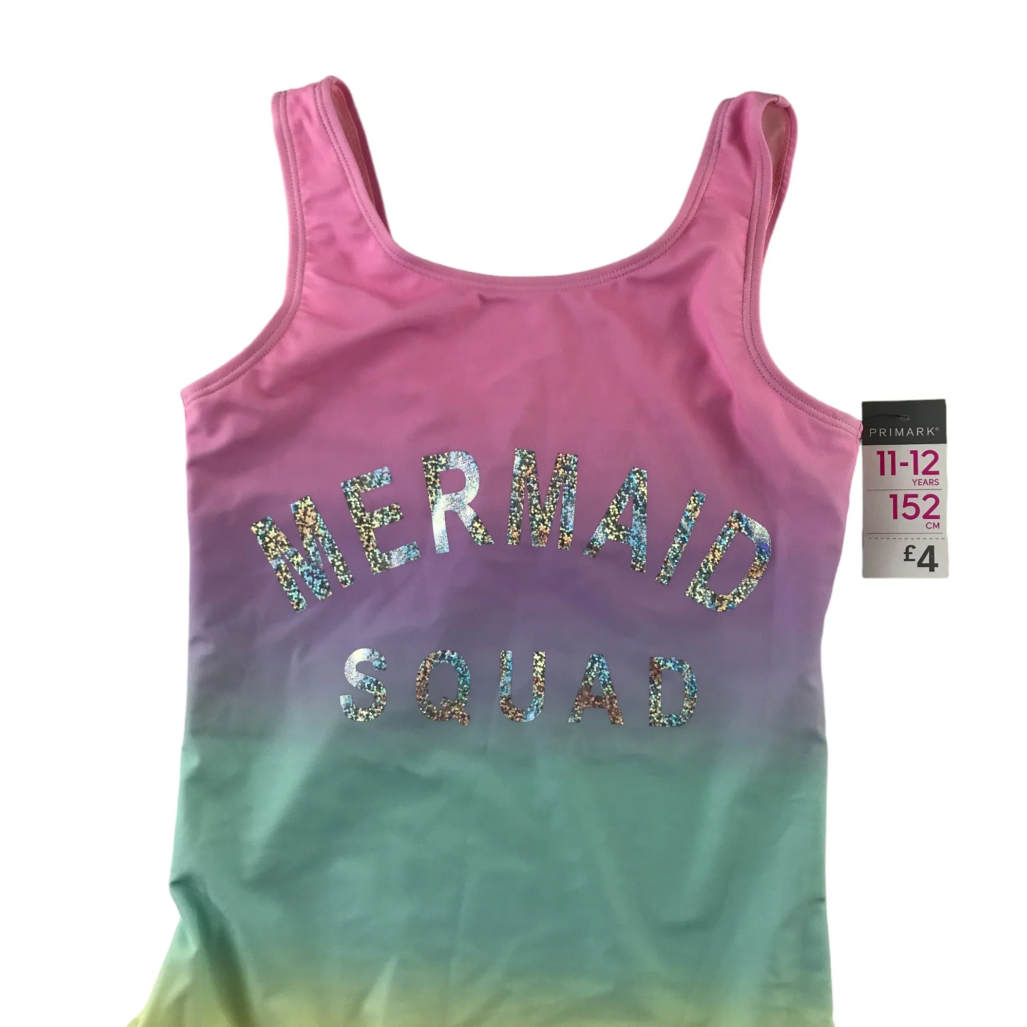 Primark swimsuit 11-12 years multicolour pastel mermaid squad one piece cossie