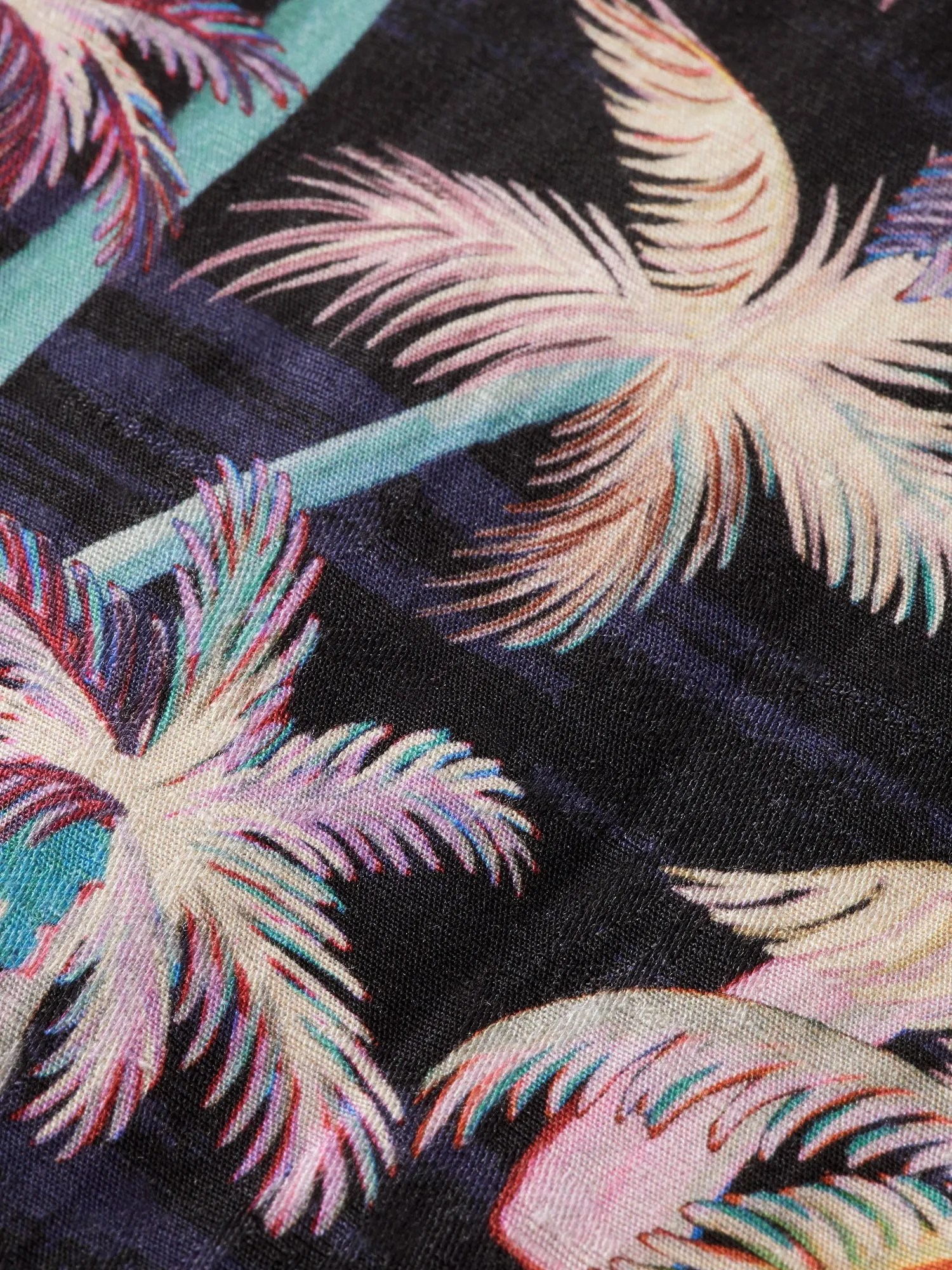 Printed linen blend unconstructed blazer