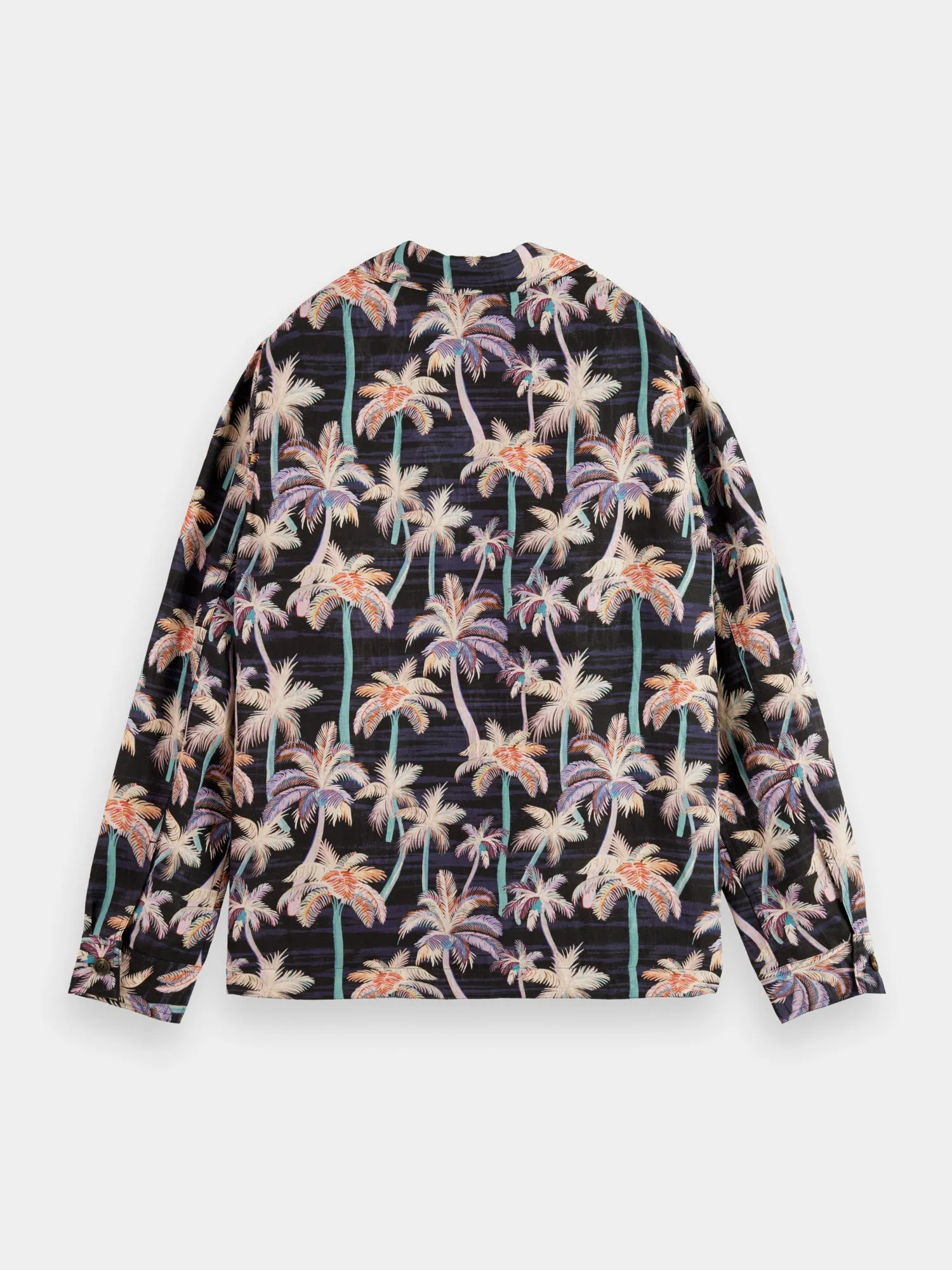 Printed linen blend unconstructed blazer